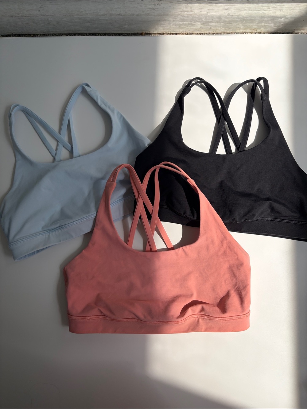 Lululemon Sports Bra Bundle 3 Pack Blue Pink Black Strappy Racerback